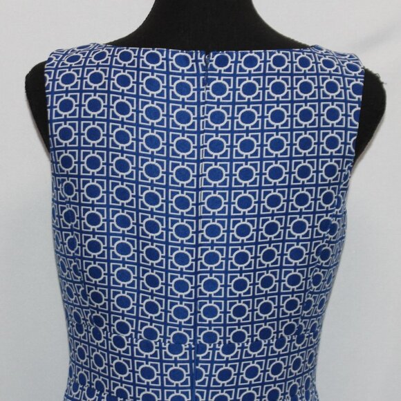 Tahari Levine Studio A-Line Sleeveless Dress Zip-Up Blue & White - Picture 9 of 15
